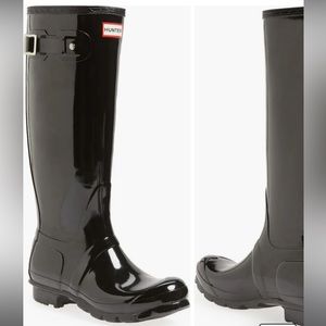 Original High Gloss Waterproof Boot (Women) AND HUNTER RUBBER BUFFER SPRAY